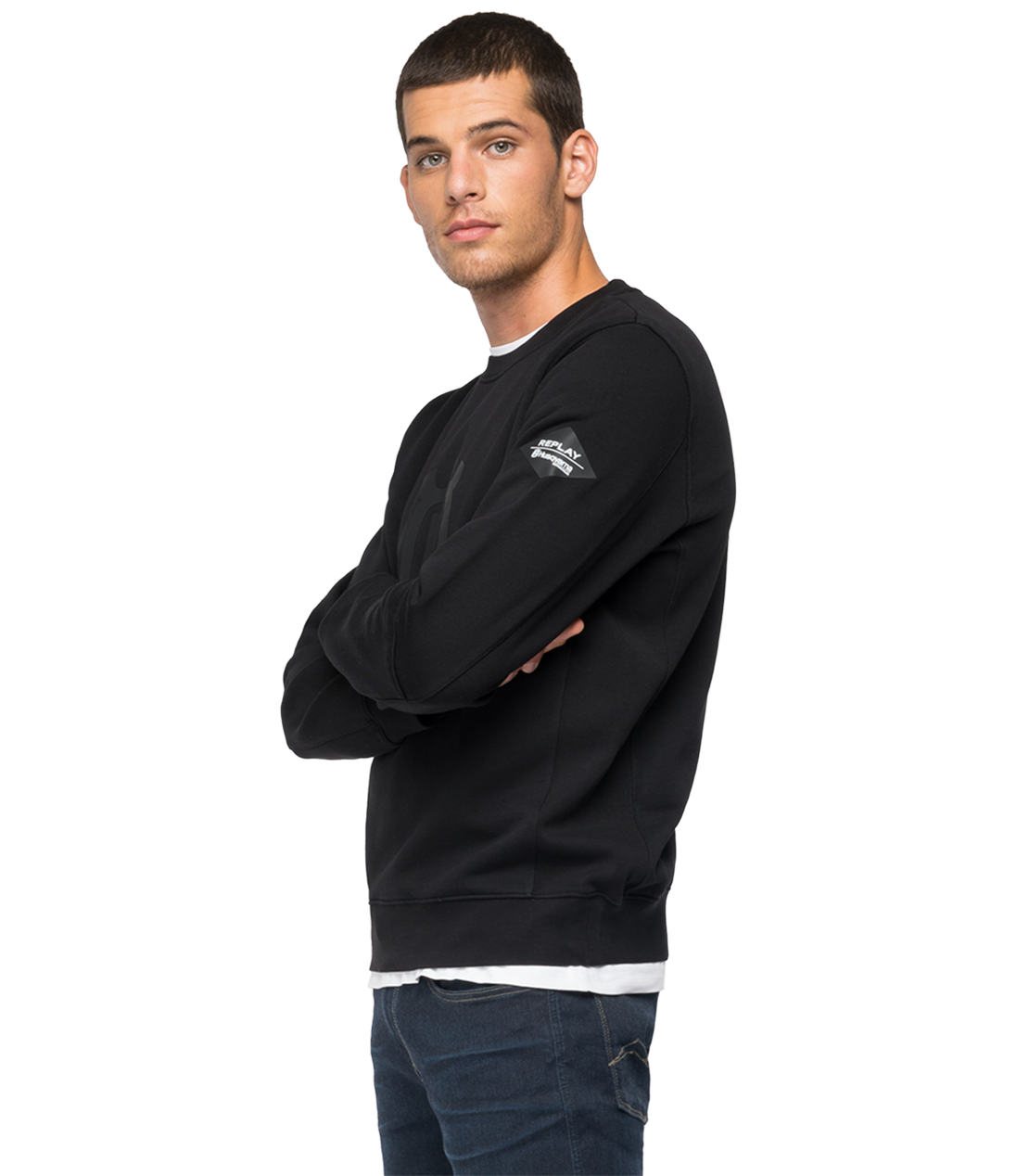 コットンクルーネック スウェットシャツ REPLAY FOR HUSQVARNA 詳細画像 ブラック 3